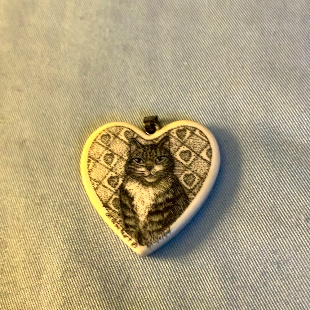 Heart-Shaped Cat Pendant